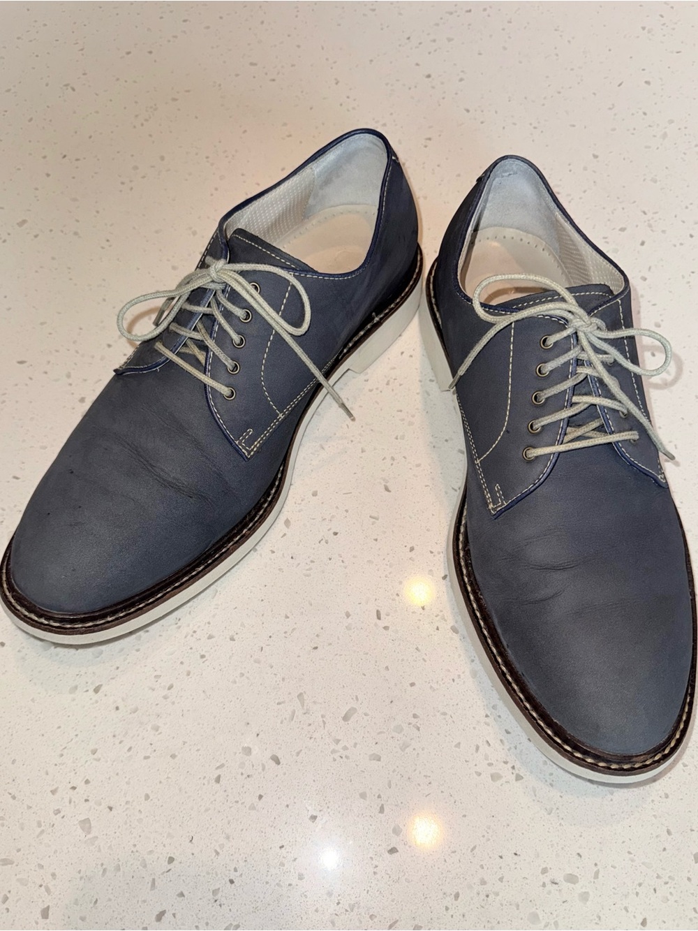 Cole Haan Navy and White Lace-Up Derby Shoes